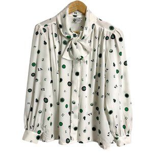 Koret Cream Blouse with Green and Black Accents